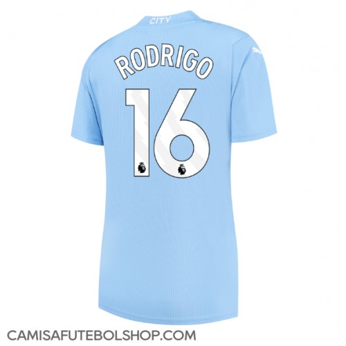 Camisa de time de futebol Manchester City Rodri Hernandez #16 Replicas 1º Equipamento Feminina 2023-24 Manga Curta